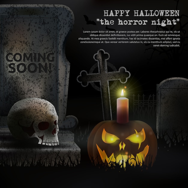 Spooky halloween graveyard vector