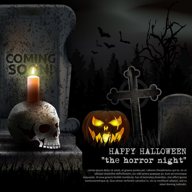 Spooky halloween graveyard vector