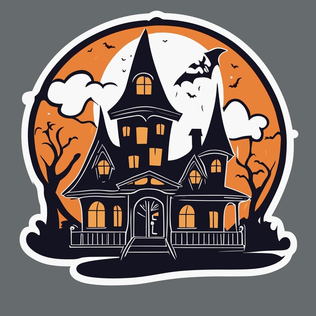 Vector spooky halloween house