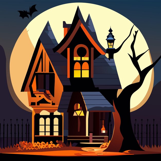 Vector spooky halloween landscape background