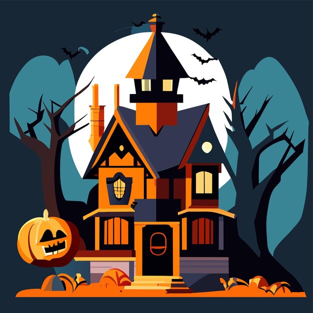 Vector spooky halloween landscape background