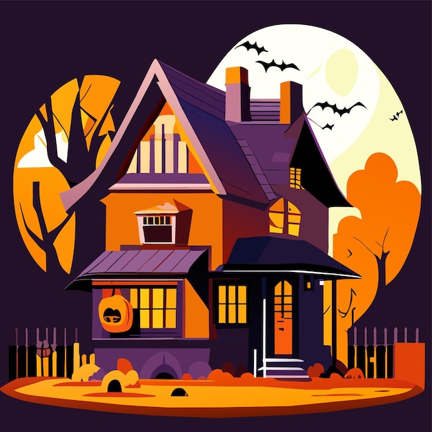 Vector spooky halloween landscape background