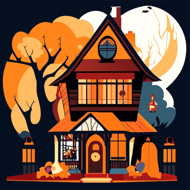 Vector spooky halloween landscape background