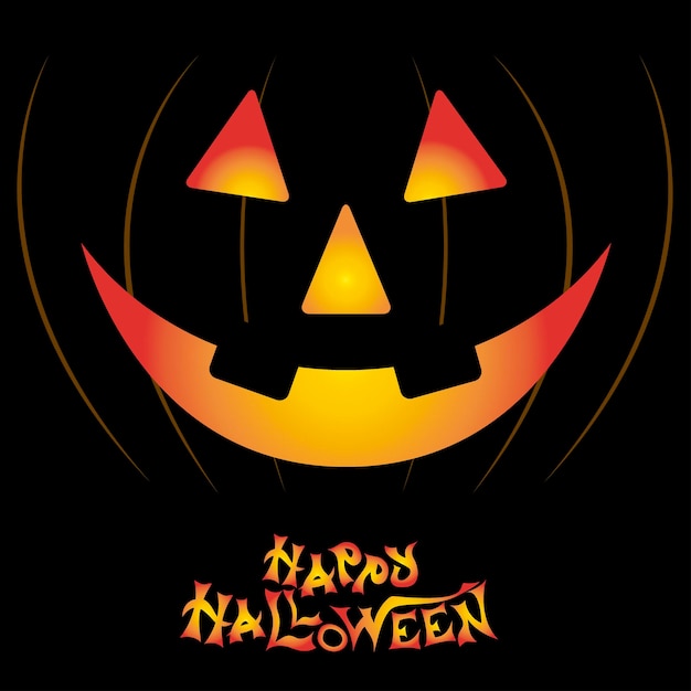 Spooky Halloween-pompoen op zwarte achtergrond Heksen en spoken vakantiegroetkaart