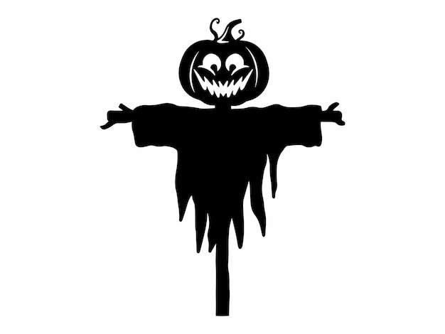 Spooky Halloween Scarecrow Silhouette Illustration