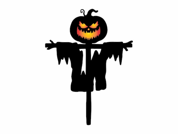 Spooky Halloween Scarecrow Silhouette Illustration