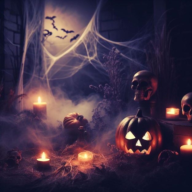 Spooky halloween scene arte vettoriale illustrazione immagine sfondo carta da parati