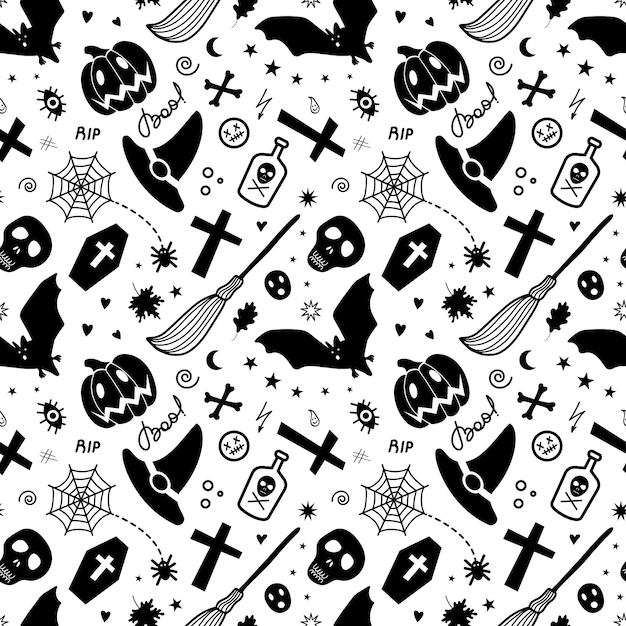 Vector spooky halloween seamless background pattern