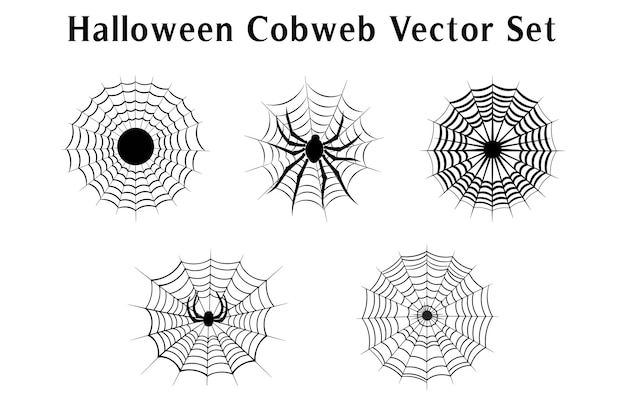 Spooky halloween spinnenwebben vector bundel spinnenweb set geïsoleerd op een witte achtergrond