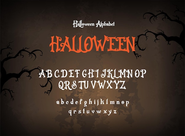 Spooky halloween style font lettere dell'alfabeto risorsa vettoriale per progetti creativi