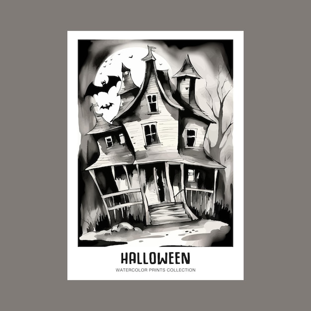 Spooky Hallowen House Illustration