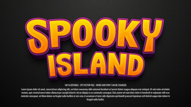 Spooky island editable text effect template design with 3d style