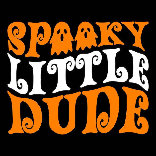 Vettore spooky little dude t shirt, camicia little ghost, camicia spettrale di halloween, modello di camicia di halloween