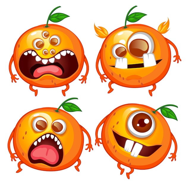 Spooky monster fruits scary orange