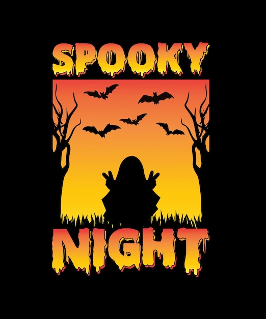 Vector spooky night t shirt design vector.typography, quote, halloween t shirt design. halloween t shirt