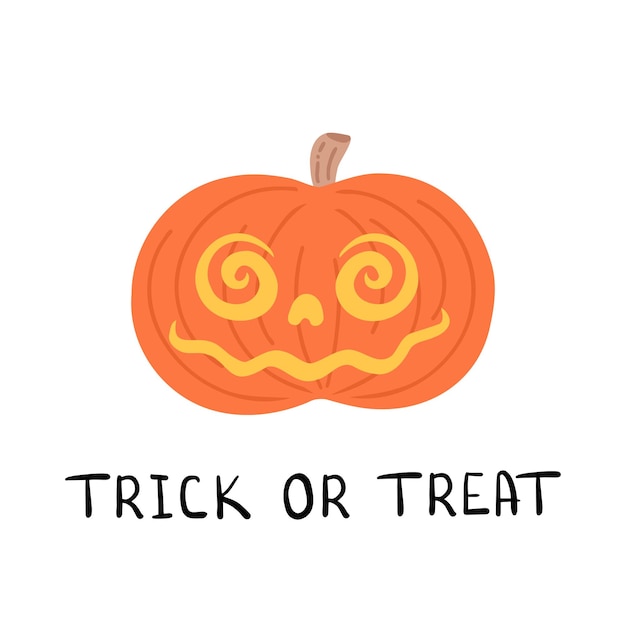 spooky pumpkin trick or treat Hand drawn illustration