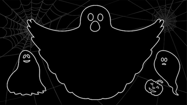 Spooky scary monsters angry ghost pumpkin Halloween jack isolated on black Halloween background