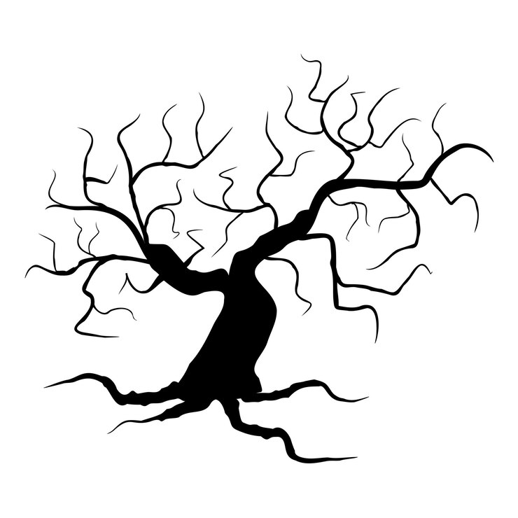 Vector spooky trees silhouette vector illustration halloween black plant isolated on white background