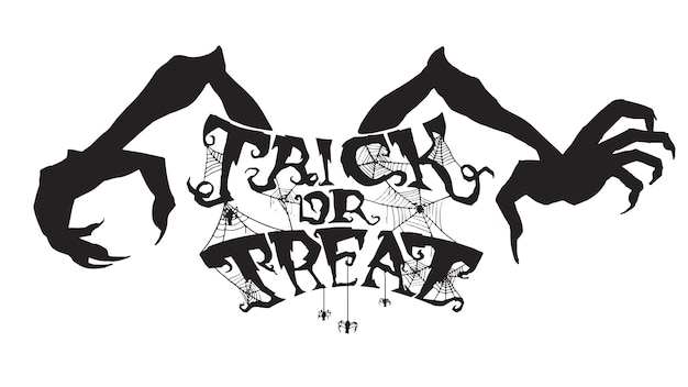 Spooky trick or treat text with spider web