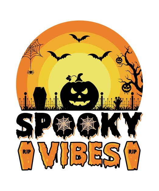 Vector spooky vibes design halloween t shirt vector art icons and graphics