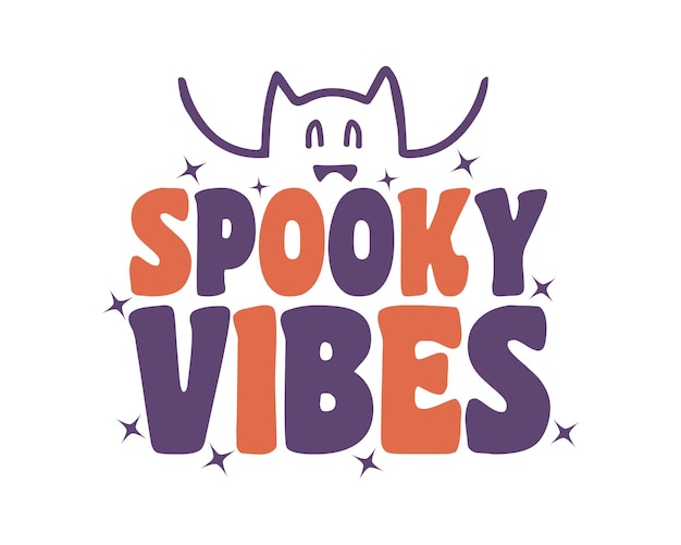 Spooky vibes grappige halloween citaat retro typografie sublimatie svg op witte achtergrond