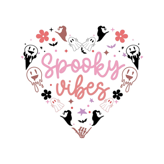 Vector spooky vibes heart