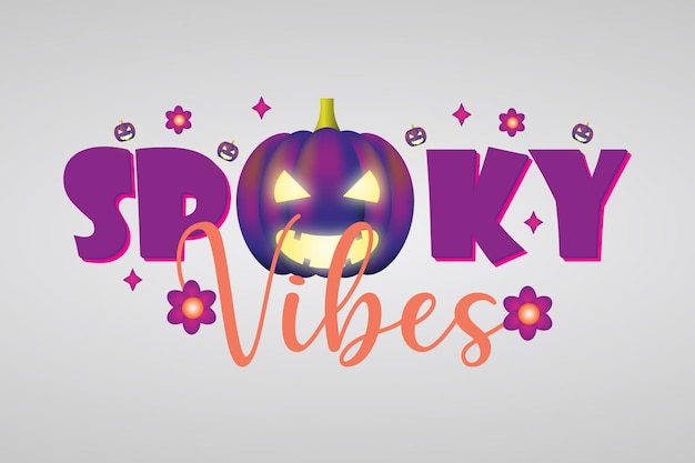 Spooky vibes with Pumpkin clip art Illustration Design