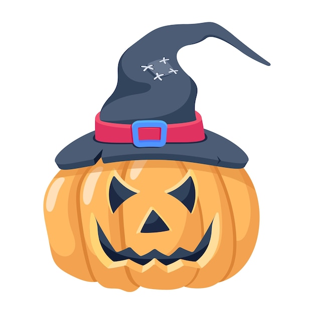 Spooky witch pumpkin 2d icon