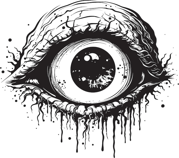 Vector spooky zombie glare vector scary eye design eerie unsettling stare black zombie icon