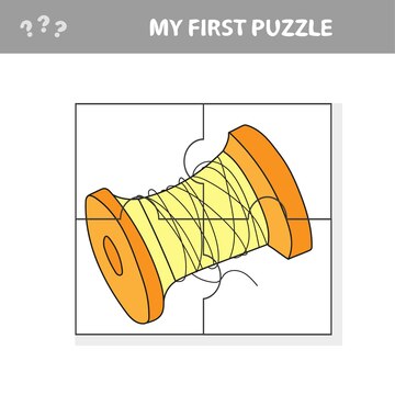 Premium Vector  Spool of thread - cartoon illustration of education jigsaw  puzzle game for preschool children - my first puzzle