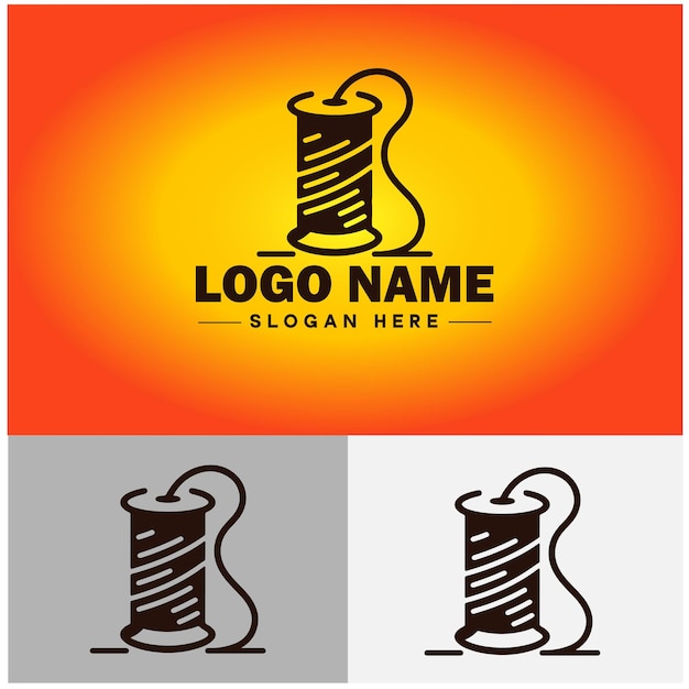 Spool of thread icon tailor tools handmade clothing store atelier tailoring salon shops business vector logo