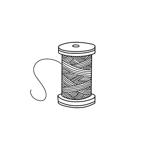 縫製や針仕事用の糸のスプールアウトラインスタイル