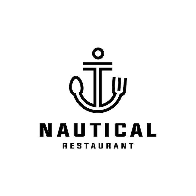 Spoon and fork anchor symbol logo design