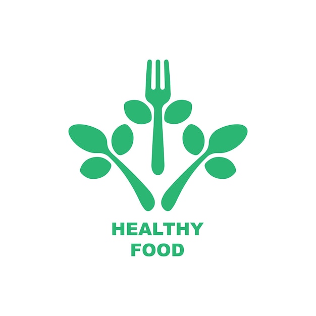 Spoon and fork healthy food vegetarian logo