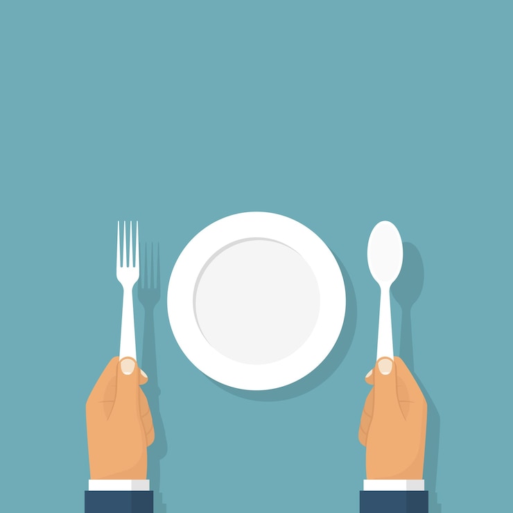Vector spoon fork holding in hands