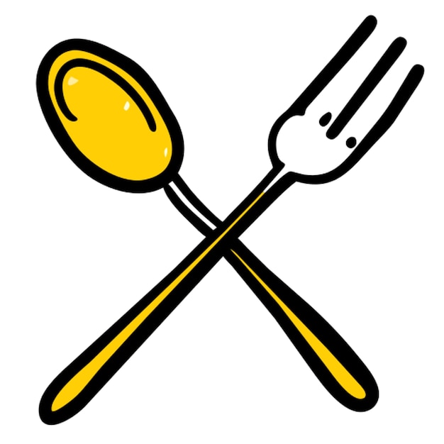 spoon fork icon doodle fill