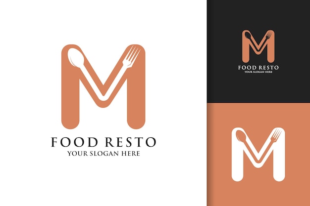 Spoon fork letter M food restaurant inspiration logo