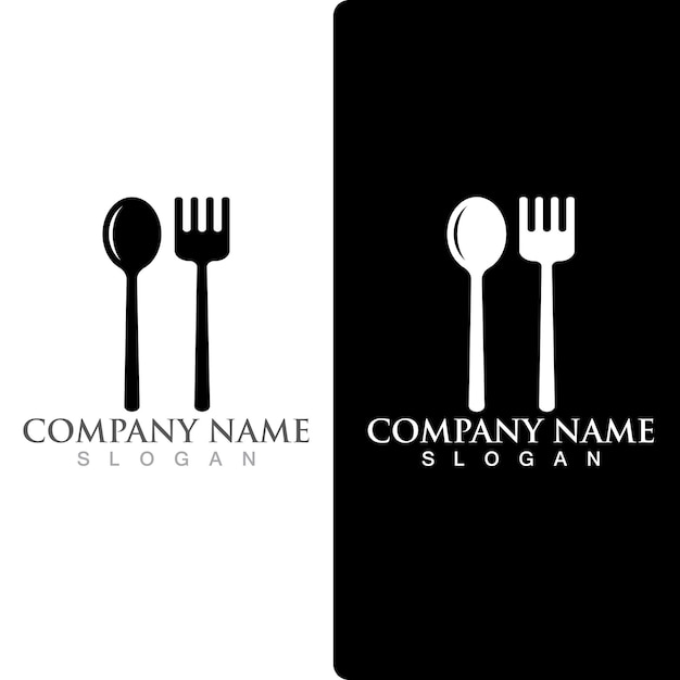 Spoon and fork logo and symbol vector