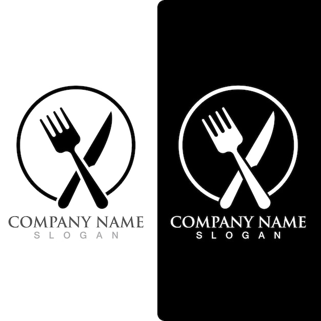 Spoon and fork logo and symbol vector