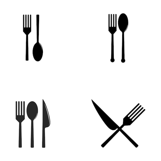 Spoon and fork logo and symbol vector