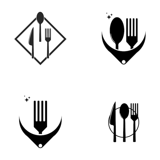 Spoon and fork logo and symbol vector