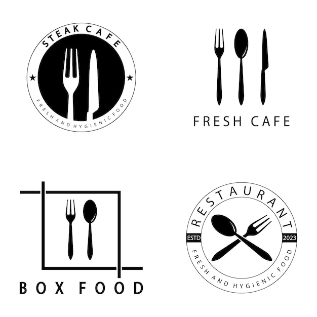 Spoon and fork logo and symbol vector