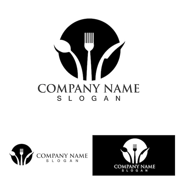 Spoon and fork logo and symbol vector