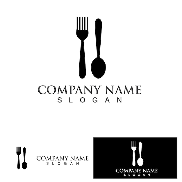 Spoon and fork logo and symbol vector