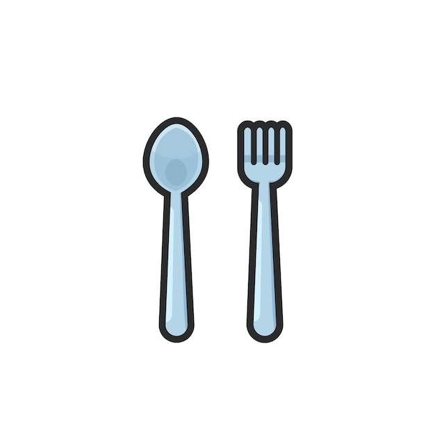 spoon and fork in outline flat vector design