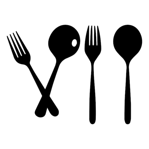 Spoon and fork Silhouette vector illustration