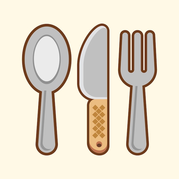 Vector spoon knife and fork vector illustration