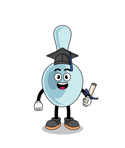 Spoon mascot with graduation pose