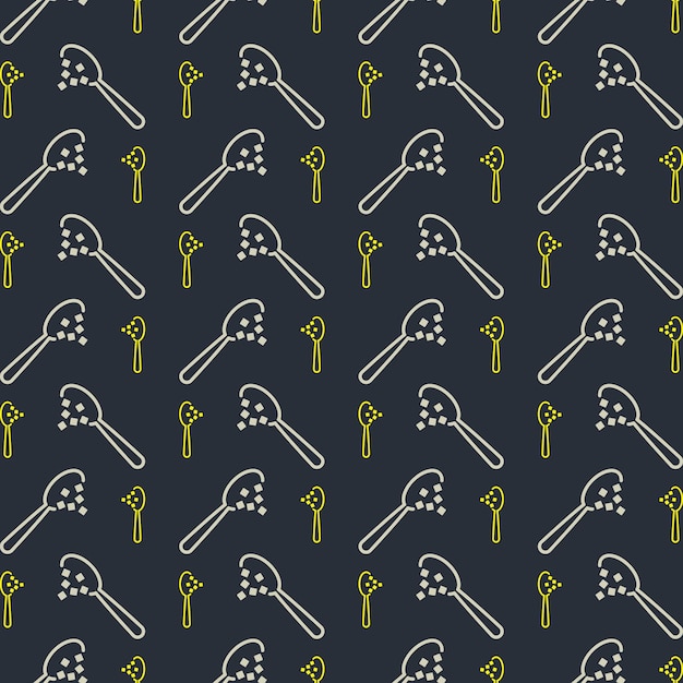 Vector spoon with sugar repeating pattern trendy style icon beautiful vector illustration background