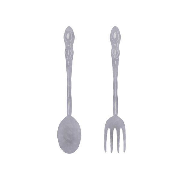 Spoons and forks. On a white background.